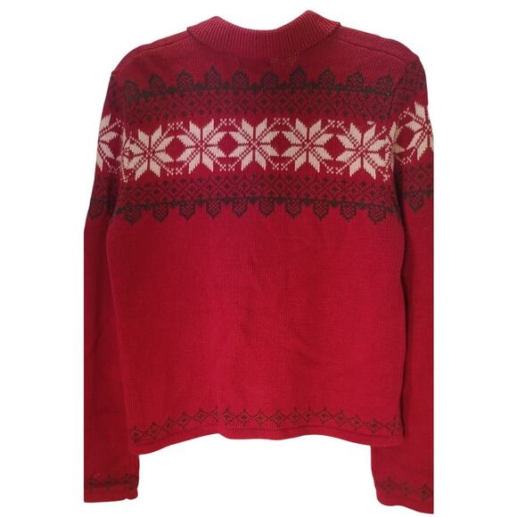 Designers Studio Originals Women's Small Red Christmas Cardigan Mitten Pockets - Picture 2 of 7